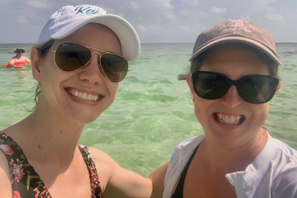 Kim and Tamara in water snorkeling