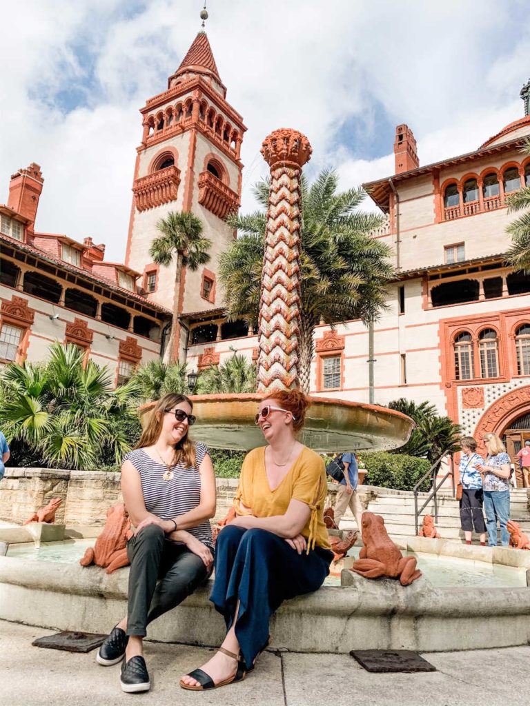 Tamara and Keryn at Flagler College on a St. Augustine girls weekend