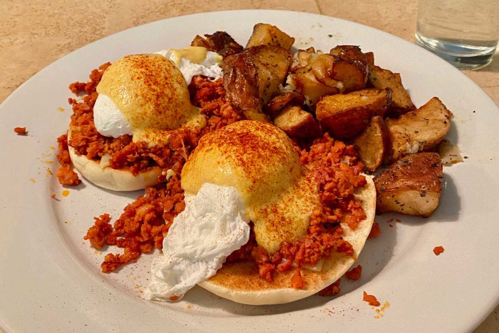 Eggs benedict at Corner Cafe