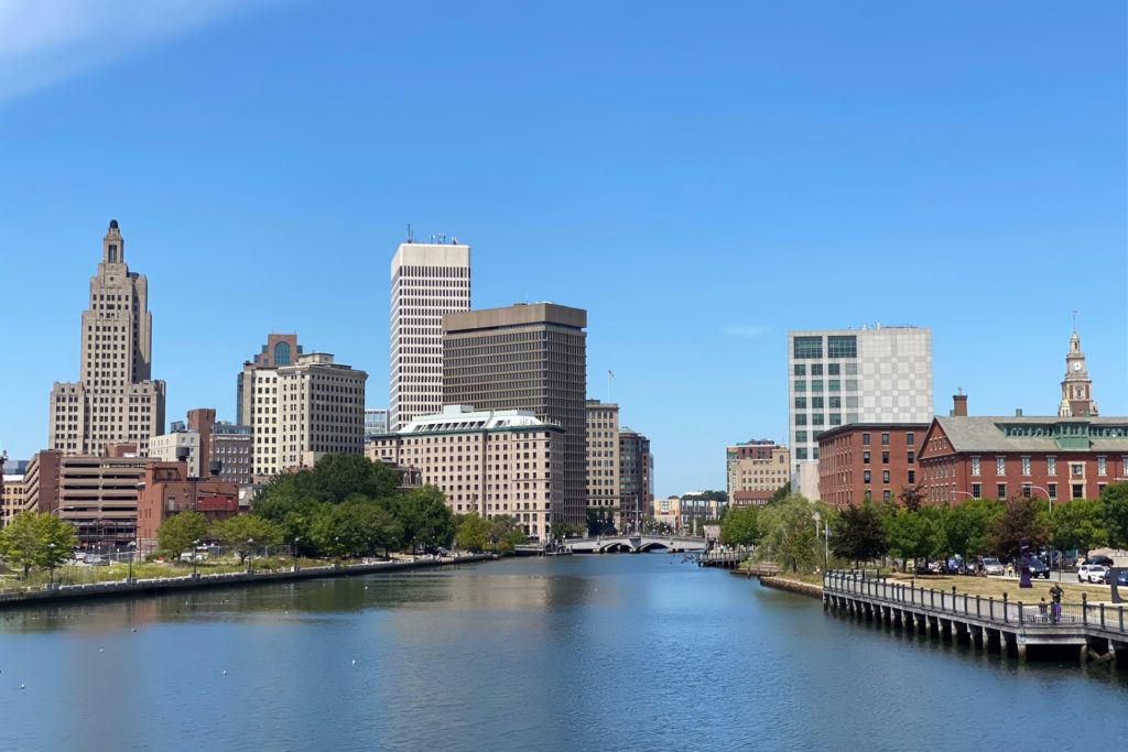 Providence skyline from the pedestrian bridge.