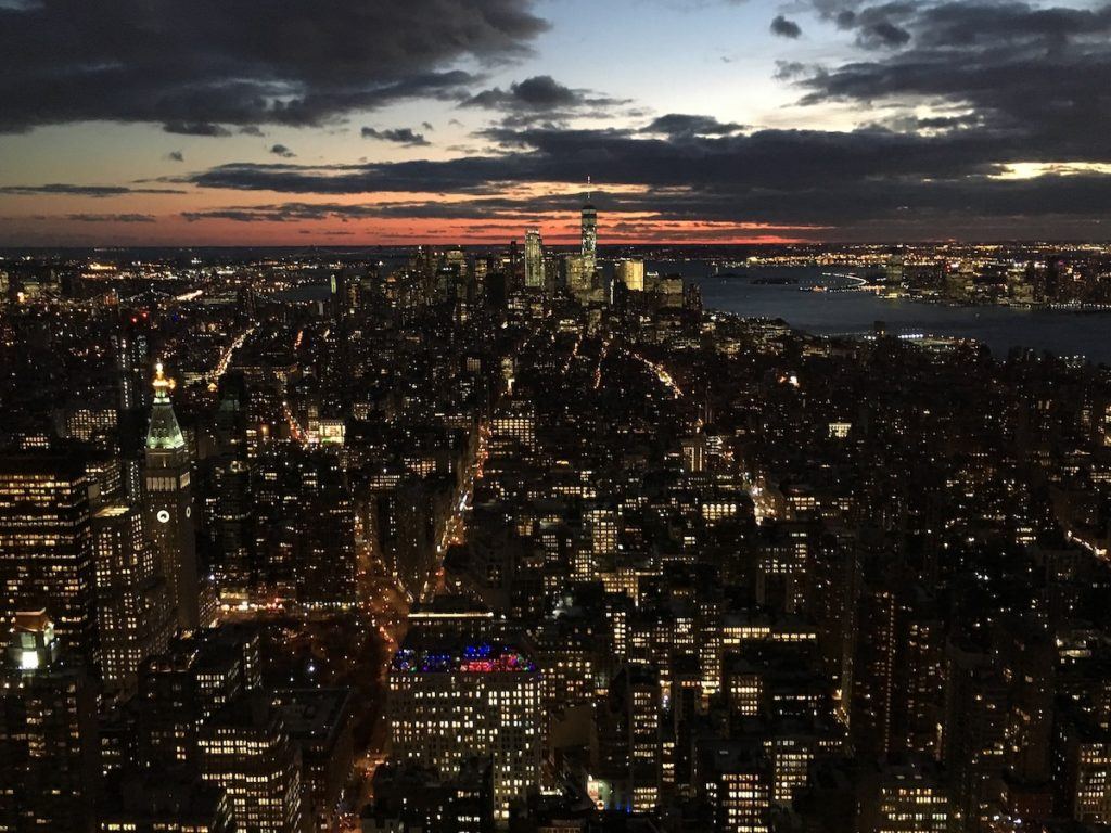 night view of lower Manhattan from the Empire State Building