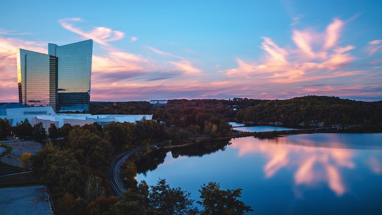 Sunset over Mohegan Sun and surrounding grounds