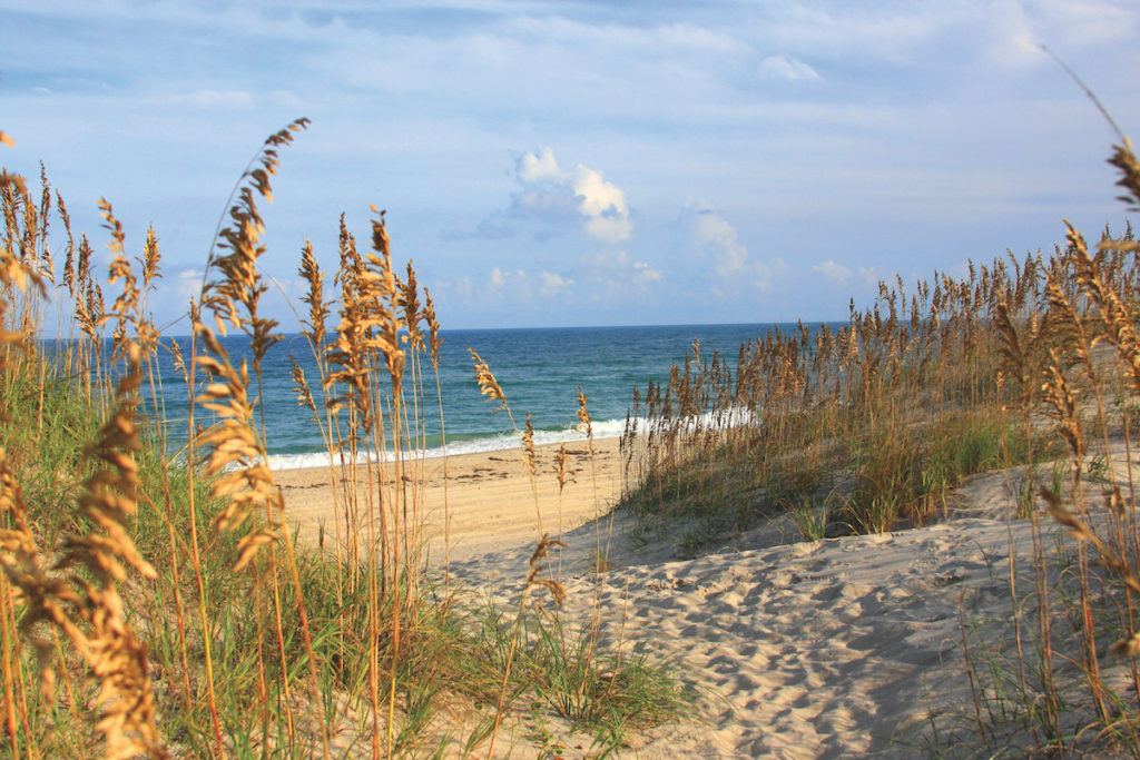 Coquina Beach in Rodanthe NC looking through the dunes at the ocean