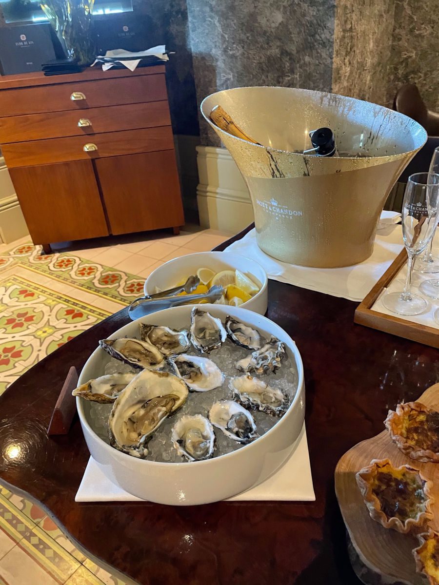 Champagne and oysters for breakfast at Vila Foz