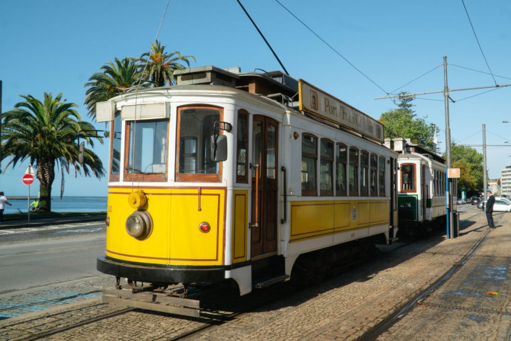 Yellow Porto tram car