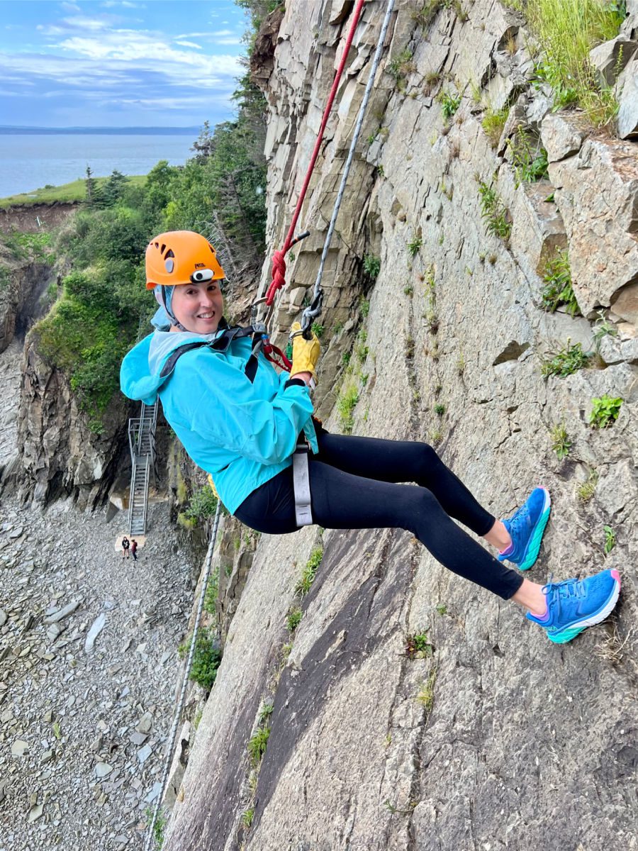 Cliff rappelling at Cape Enrage