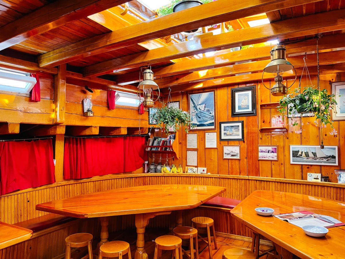 Galley tables on the Schooner Heritage