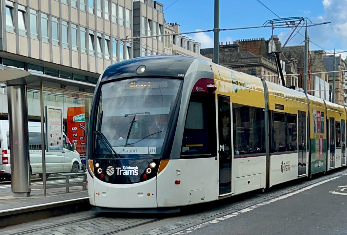 Tram stop on Princes Street in Edinburgh
