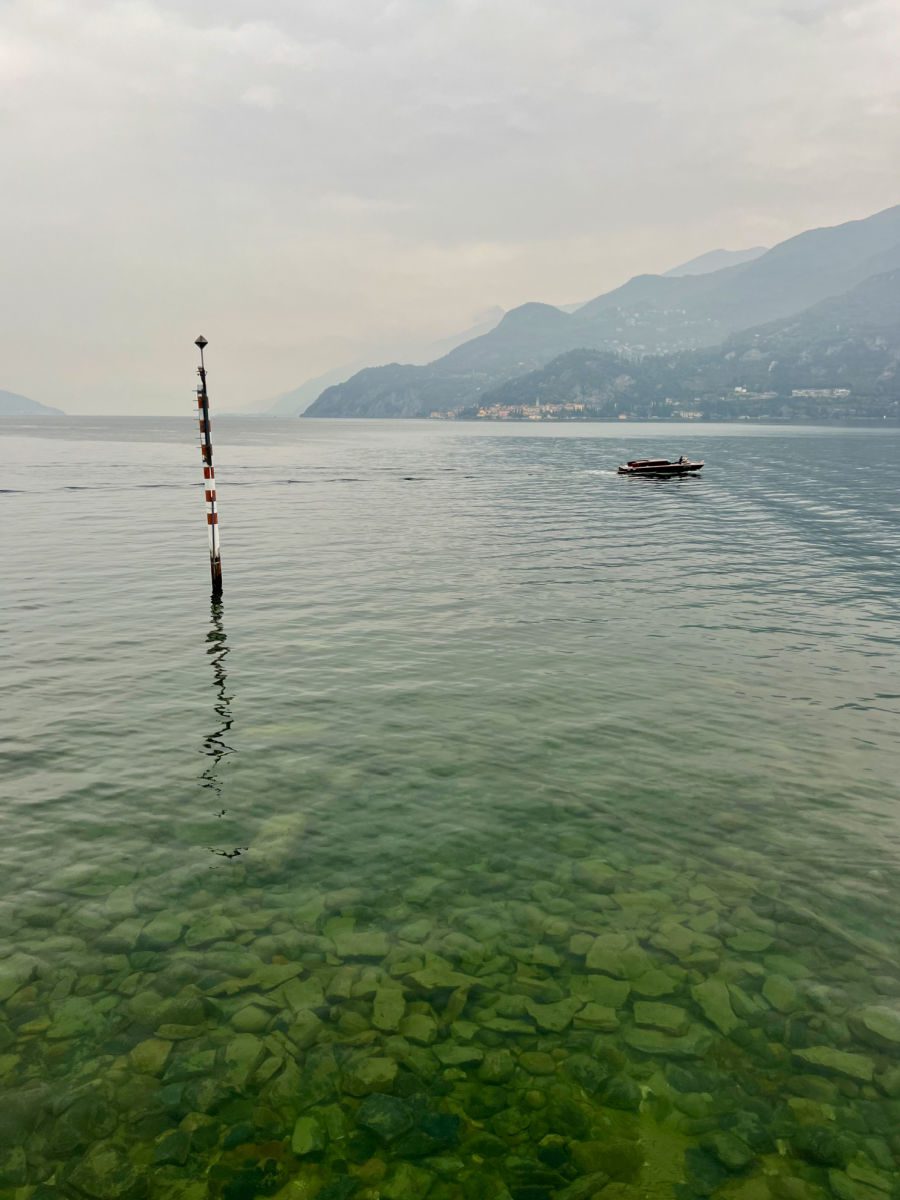 Low water mark on Lake Como in October