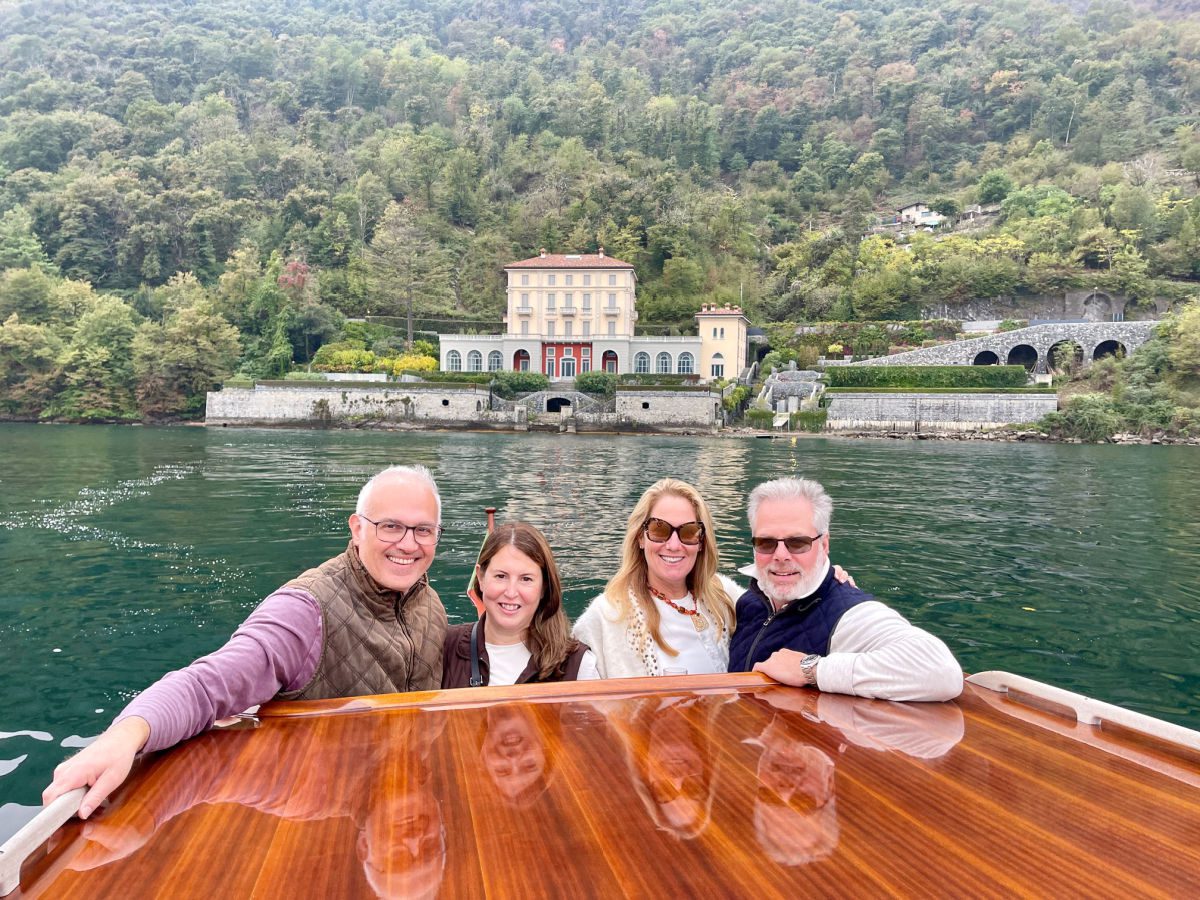 Couples on boat on Lake Como