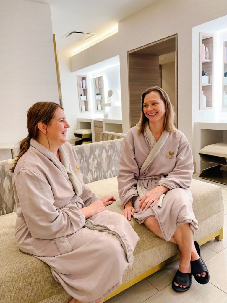 Kim and Tamara in spa rooms