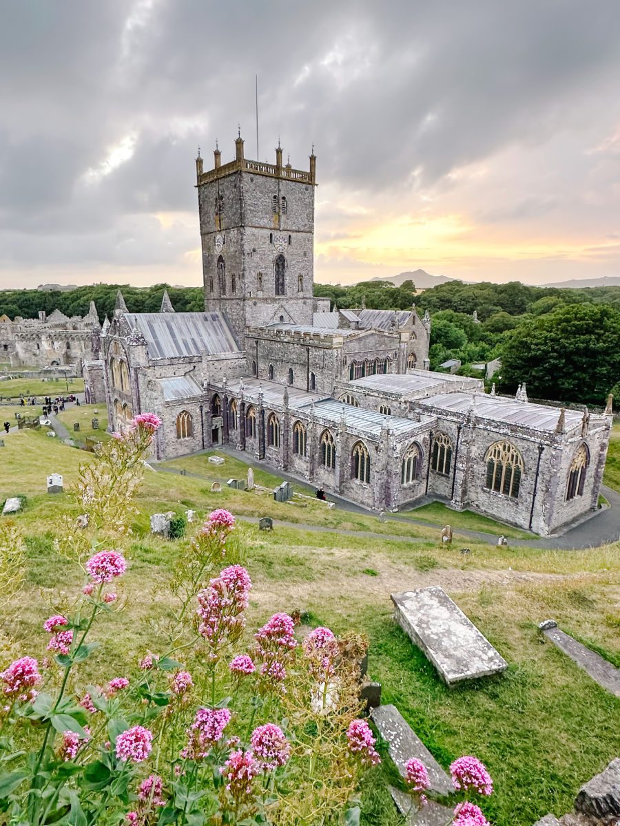 St Davids Cathedral at sunset