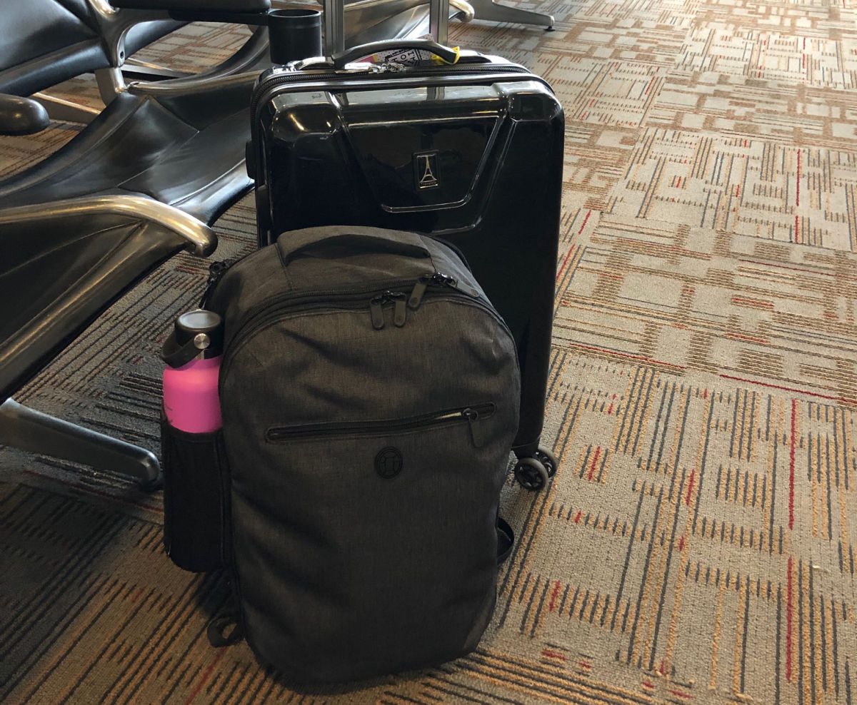 Tortuga backpack and TravelPro suitcase