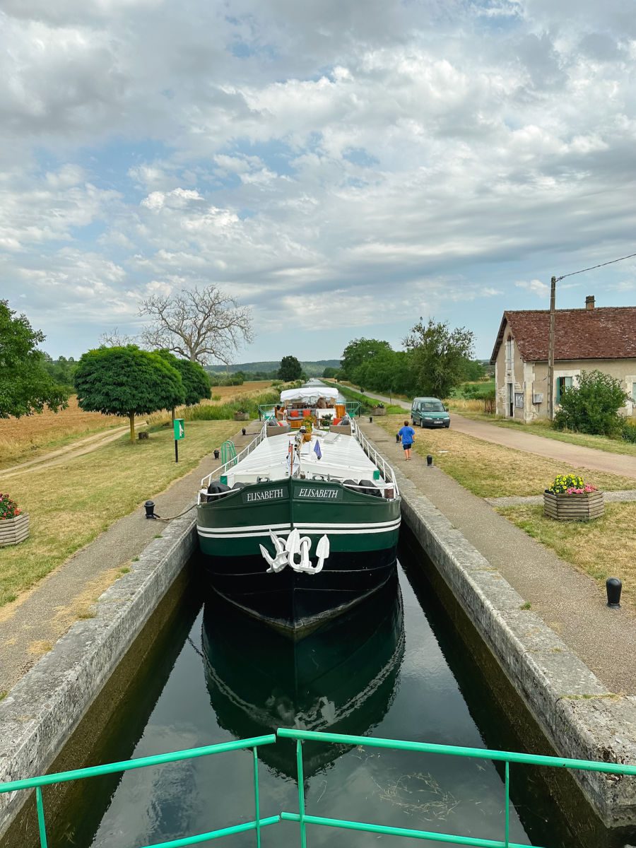 barge Elisabeth in a lock on a France barge cruise