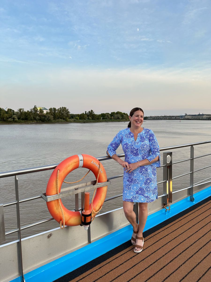 Woman at railing on the AmaDolce bordeaux river cruise