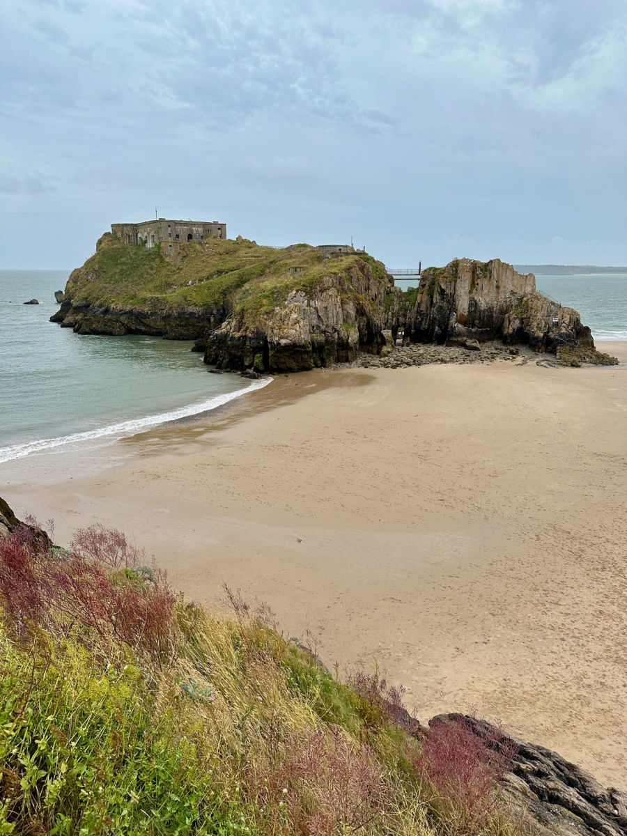 Tenby fortress and beach