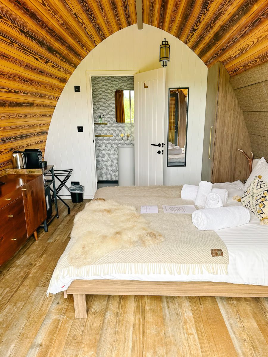 Inside glamping cabin at Bracken Hide Hotel on the Isle of Skye