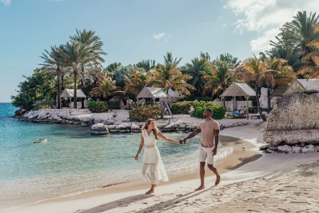 Couple on the beach at Baoase resort in Curacao