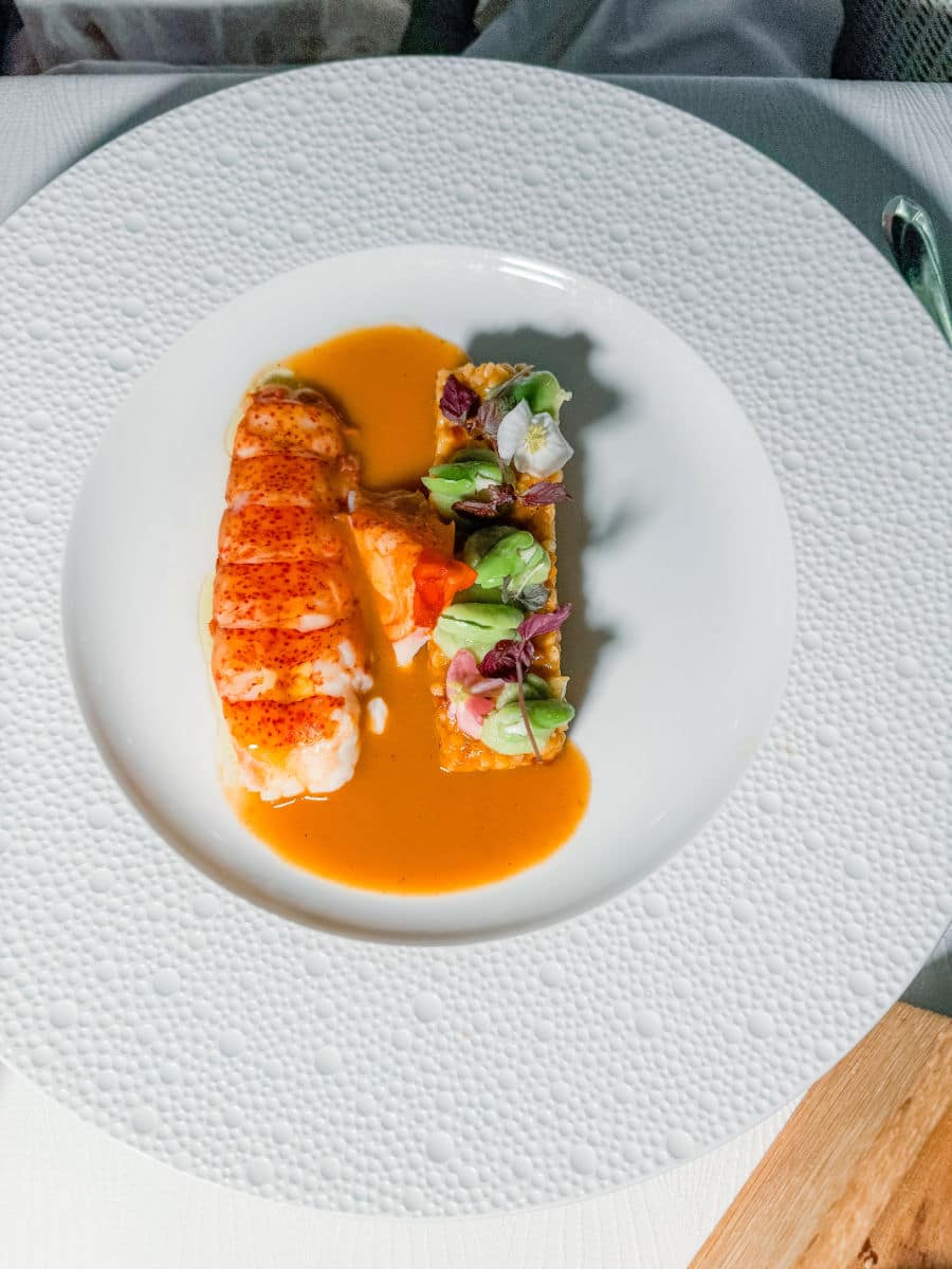 lobster dish at nautika in Dubrovnik