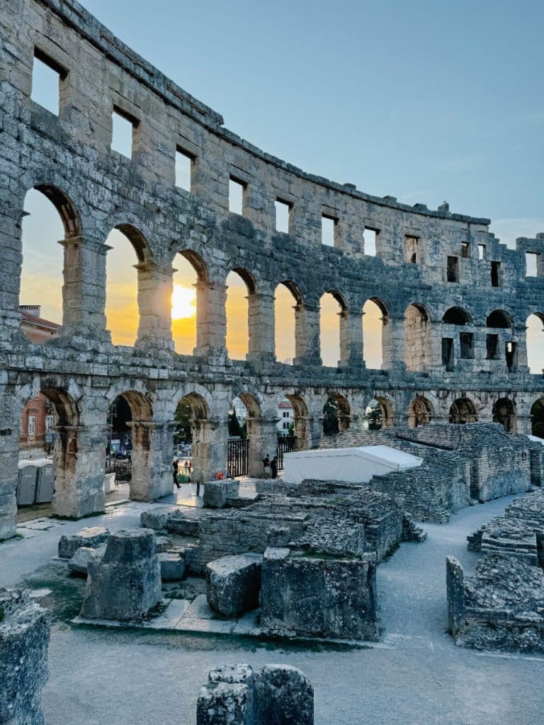 Pula Arena at sunset
