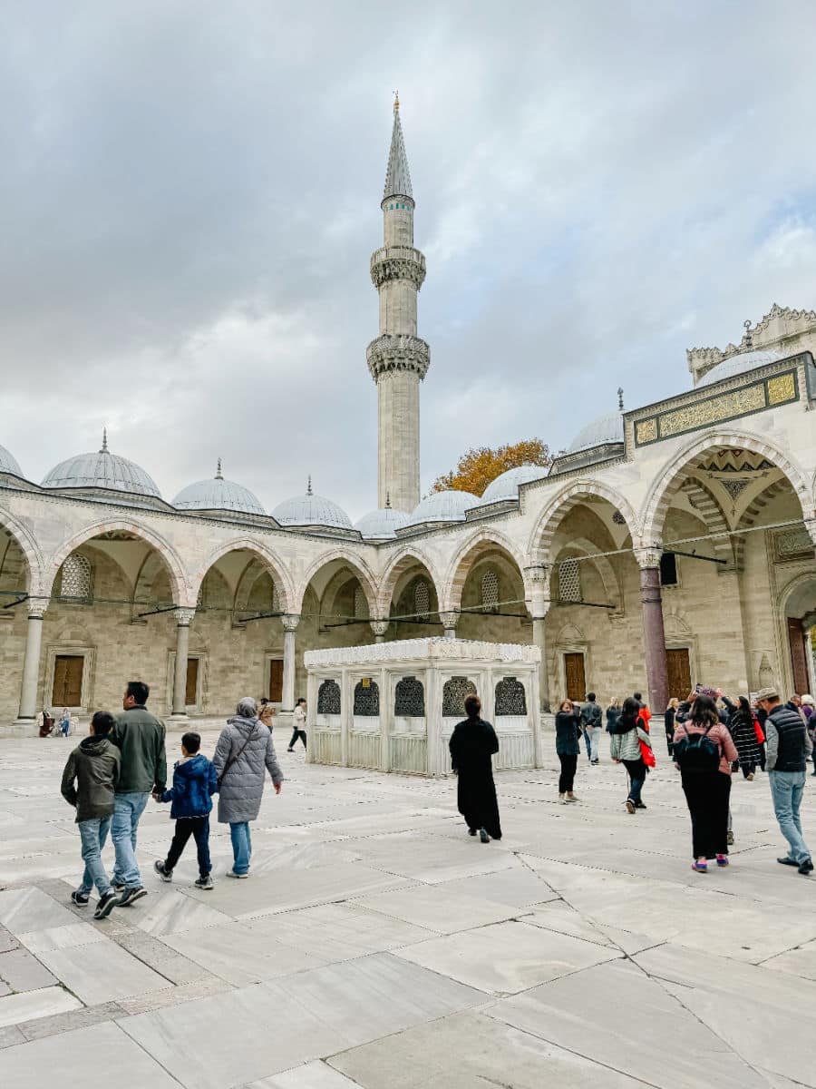 S&uuml;leymaniye Minaret and mosque courtyard