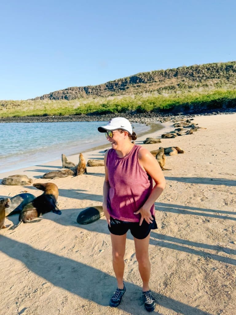 Tamara Gruber sealions on Santa Fe island