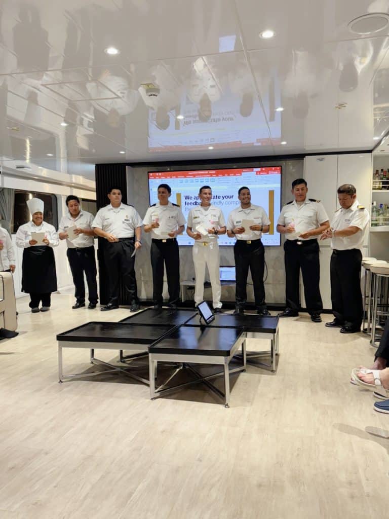 Crew on board the Galaxy Yacht