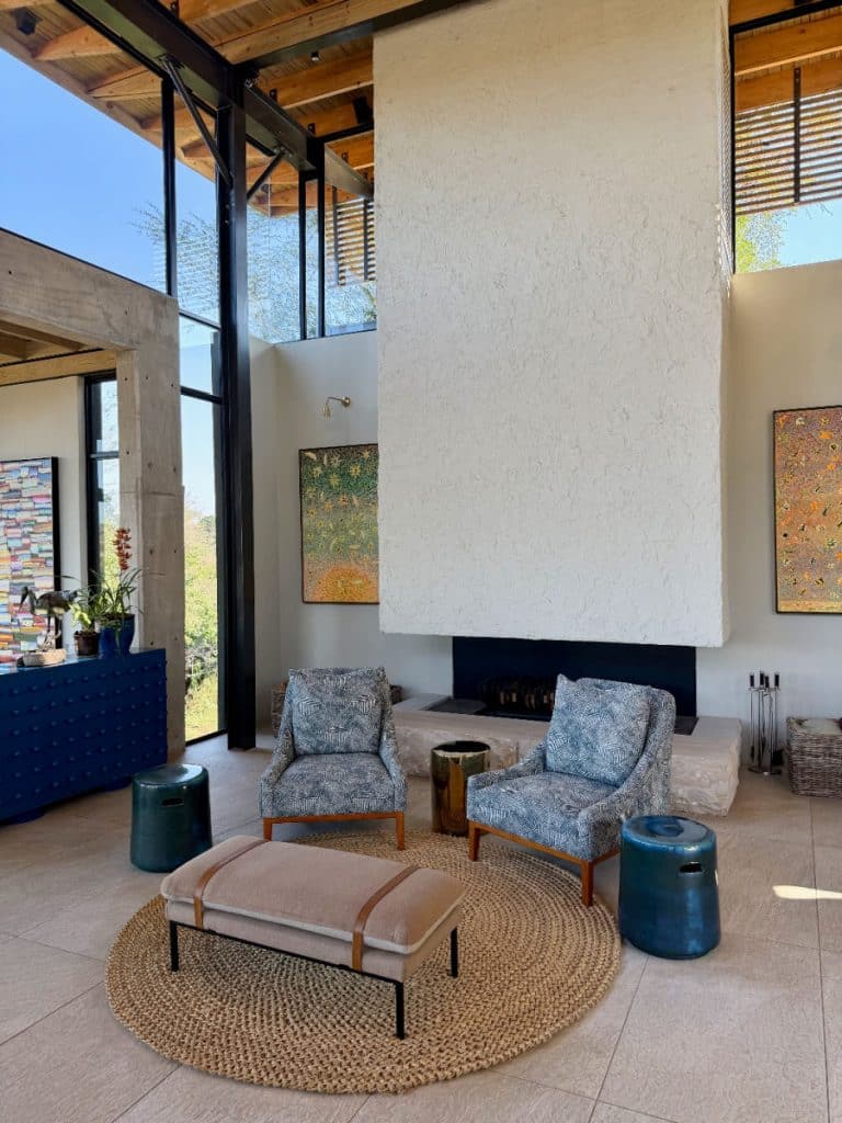 Lion Sands Ivory Lodge fireplace
