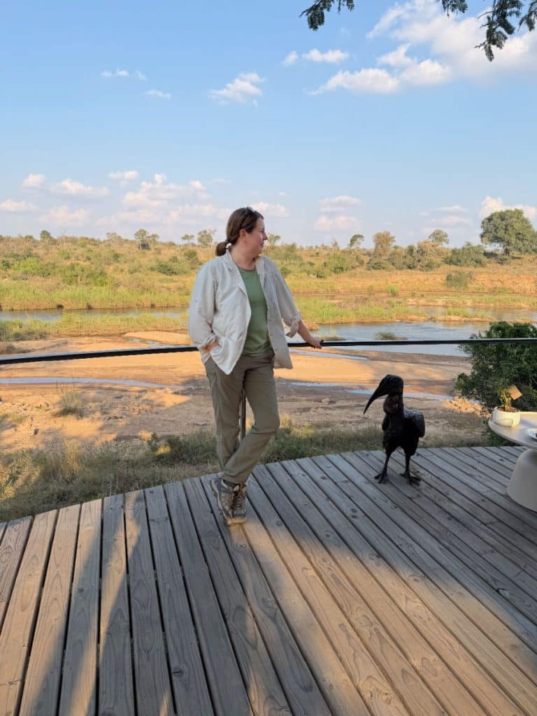 Tamara on the deck at Lion Sands Ivory Lodge
